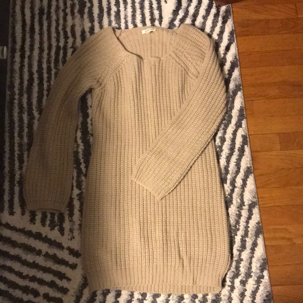 Silence and Noise camel sweater dress with cut out
